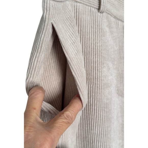 Vintage Made In Italy Tan Velour Corduroy Wide Leg Pants High Waist Sz 6 29"x30" - Picture 5 of 10